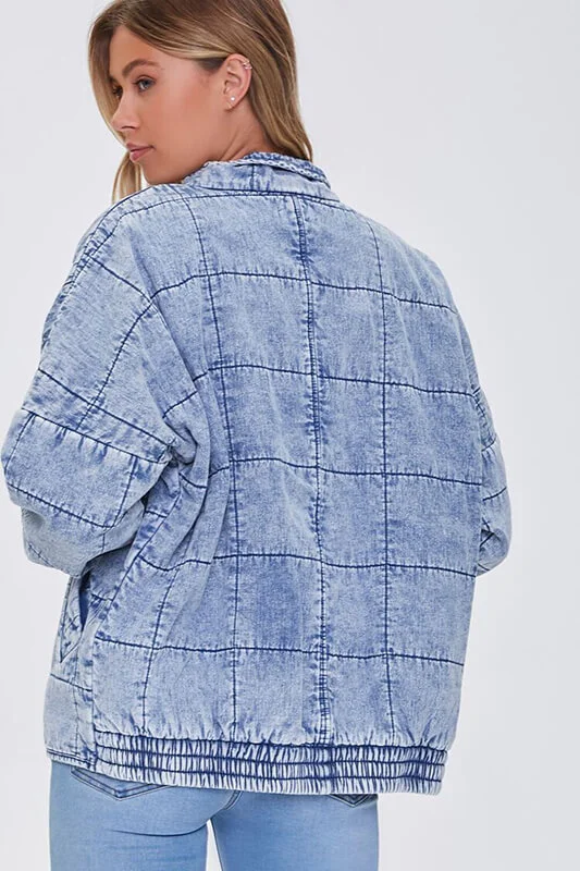 Acid Wash Quilted Denim Jacket